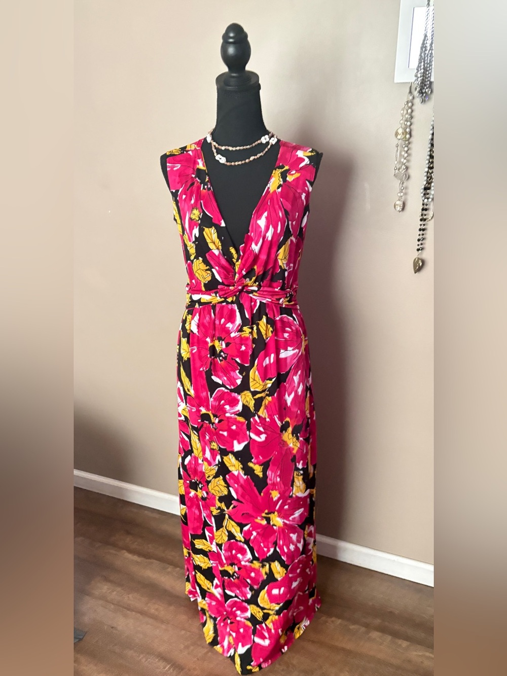 BAYARD Brazil Boutique Maxi dress ARTISAN vacation dress magenta floral sz L